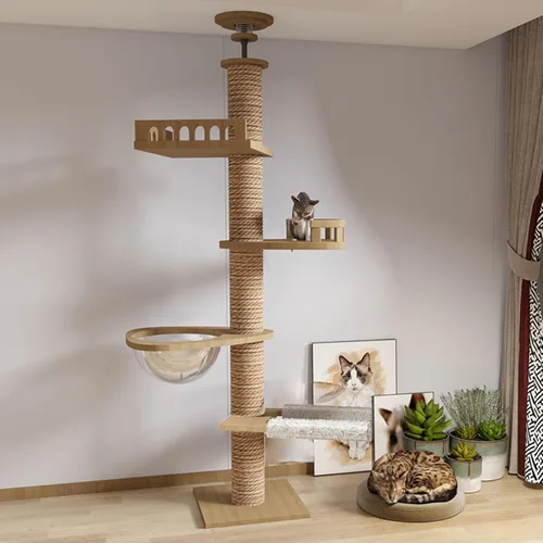 Miniatura 7 de Árbol para gatos de piso a techo Mekidulu - Árbol para gatos de piso a techo, altura ajustable, árbol para gatos alto con poste de rascado de 4.33
