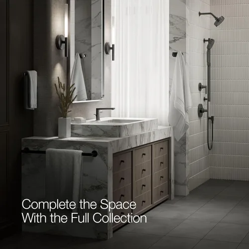 Miniatura 10 de Kohler 73050-7-BL Composed Grifo de lavabo de baño con mango cilíndrico, 1.2 gpm, negro mate