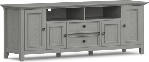 Miniatura 19 de SIMPLIHOME Amherst - Soporte de TV de transición de madera maciza de 72 pulgadas de ancho, estilo rústico marrón envejecido, para televisores