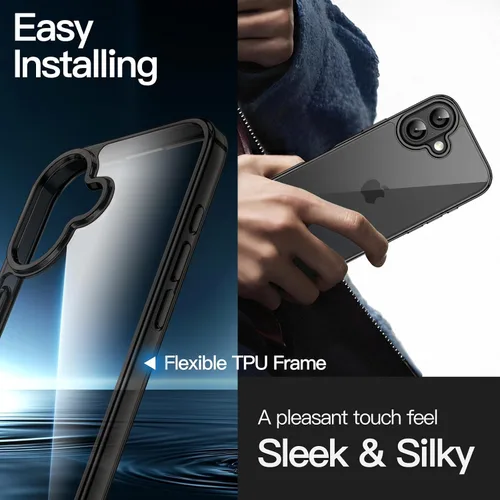 Miniatura 6 de JETech - Funda para iPhone 17 de 16 cm, cubierta a prueba de golpes, con parte trasera transparente antiarañazos, no se amarilla (negro)