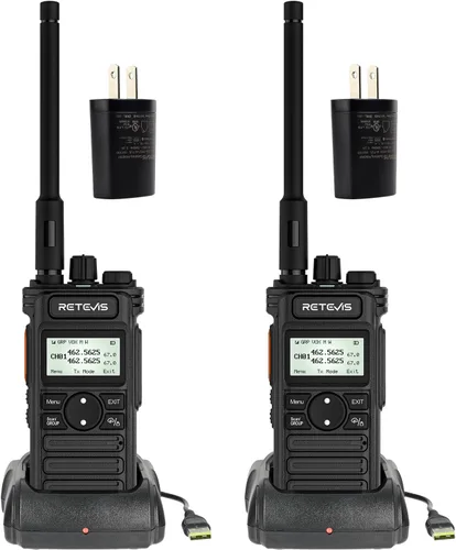 Retevis Radio bidireccional RT86S de largo alcance, radio de emergencia Walkie Talkie con pantalla LCD, NOAA, alta potencia, radio de 2 vías GMRS