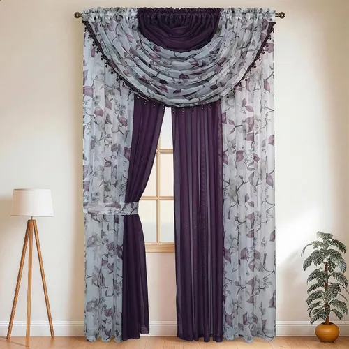 Miniatura 4 de YHSF Cortinas Transparentes Colección Laura – Juego de 4 paneles, 84 pulgadas de largo – Cortinas elegantes para dormitorio y más – Cenefas