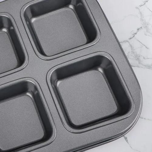 Miniatura 4 de Beasea Molde Cuadrado para Brownies, Molde Antiadherente de 6 Cavidades para Muffins, Molde para Pastel de Brownies, Juego de Gastronomía para Mini