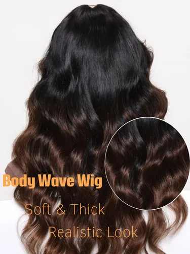 Miniatura 6 de Julia Hair Peluca con parte en V, ondulado, ombré, chesnuts, color marrón, 14 pulgadas