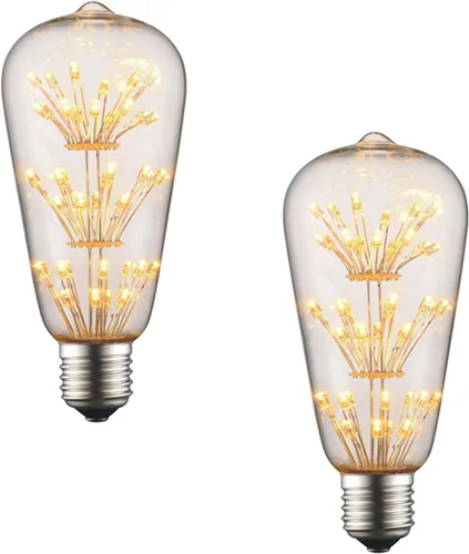 Lxcom Lighting Bombilla LED vintage Edison ST64 estrellada con columna de luz independiente, bombilla retro de 3 W, color amarillo cálido 2300 K,