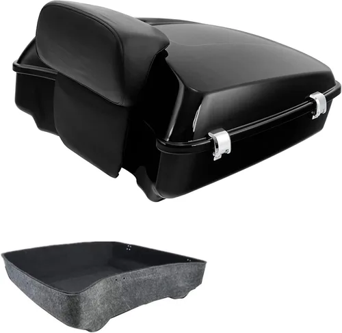 Miniatura 10 de TCT-MOTORPARTS Maletero y respaldo negro mate cortado para Harley Touring Electra Street CVO Road King Glide 2014-2025