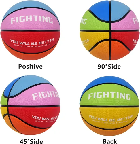 Miniatura 6 de Baloncesto de goma gruesa para niños y jóvenes, tamaño 3/4/5/6/7, para exteriores, colorido, 22/25.5/27.5/28.5/29.5 pulgadas, para regalos