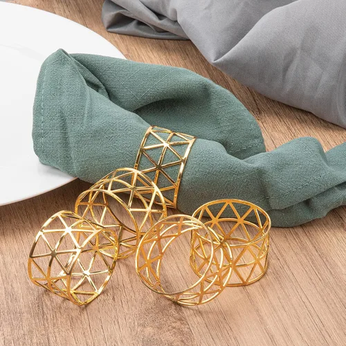 Miniatura 5 de 12 piezas – Juego de 12 servilleteros plateados, soportes para servilletas para días festivos, aniversario, cumpleaños, cena romántica a la luz