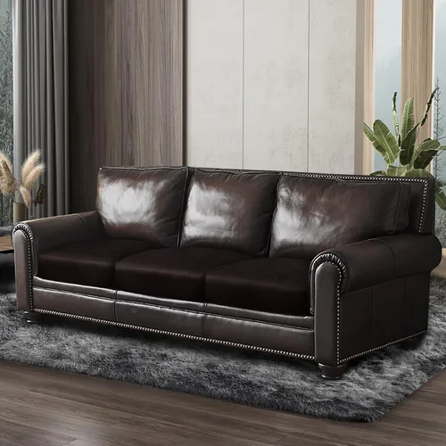 Miniatura 8 de ANARACHON Fundas de cojín de sofá con aspecto de cuero, juego de fundas de asiento de sofá, protector de muebles para sillón seccional, sofá biplaza