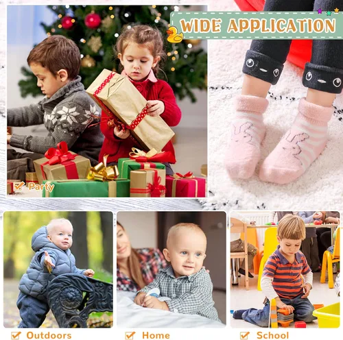 Miniatura 5 de 6 pares de calcetines antideslizantes para bebés, niños y niñas, calcetines cálidos de lana gruesa y suave con empuñaduras