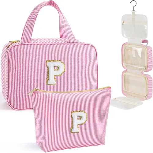Miniatura 56 de YOOLIFE Regalos de cumpleaños para mujeres adolescentes, neceser colgante con inicial para mujeres, adolescentes y niñas, bolsa de aseo de viaje