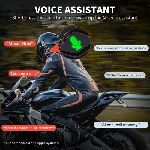 Miniatura 4 de VCOROS VR1 Auriculares para Casco de Motocicleta, Altavoces de Casco de Larga Duración de Batería con Respuesta Automática/Doble Cancelación