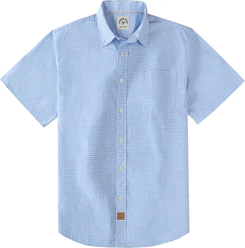 Miniatura 28 de Dubinik® Camisas de manga corta con botones para hombre, 100% algodón, a cuadros, camisas casuales con bolsillo