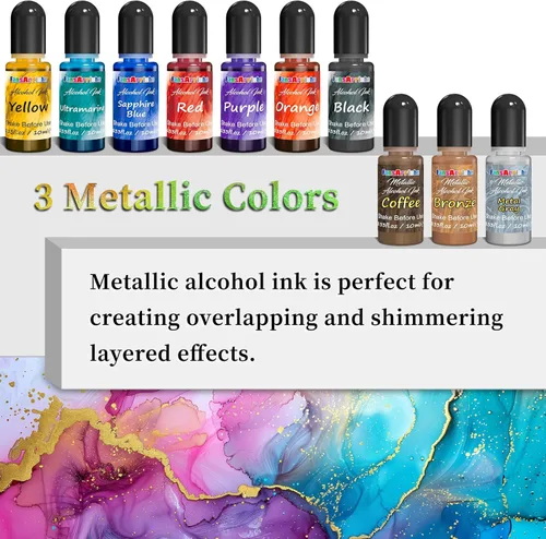 Miniatura 6 de FansArriche Tintas de Alcohol para Resina, Juego de 16 Colores de Tinta de Alcohol de Alta Concentración para Resina Epoxy, Tinta de Resina a Base