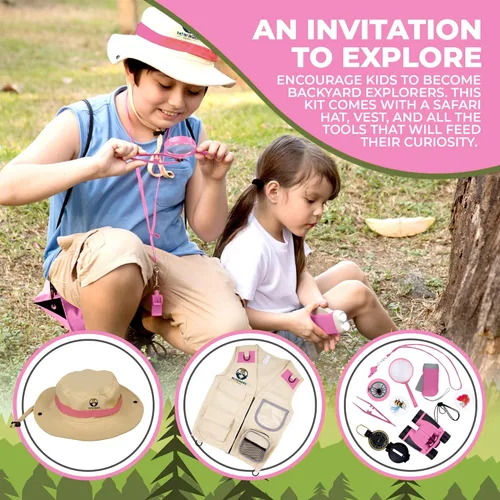 Miniatura 2 de Kit de explorador para niños con chaleco de safari y sombrero para niños y niñas de 3 a 7 años, disfraz de safari y disfrazarse como guardián