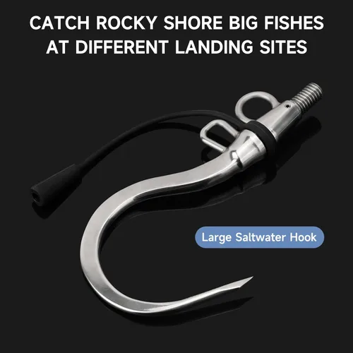 Miniatura 5 de SANLIKE Big Fishing Hook Tuna Hook 1/2 inch Thread 304 Stainless Steel Giant Saltwater Heavy Duty Fish Hook for Saltwater Sardines Swordfish