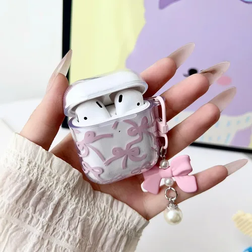 Miniatura 4 de Linda funda para Airpod de 2ª generación para diseño de lazo femenino, diseño de moda, diseño estético a prueba de golpes, funda para auriculares