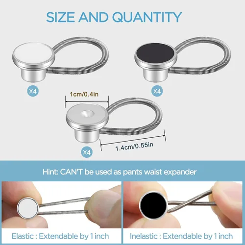 Miniatura 2 de 12 extensores de botón de cuello de camisa para camisas de vestir para hombres, extensor de botón de cuello cómodo, también funciona como extensores