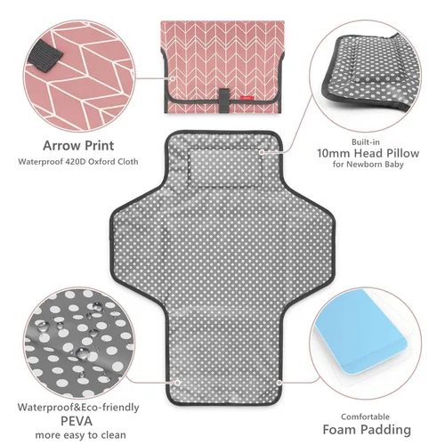 Miniatura 2 de Babebay Cambiador de pañales portátil impermeable, tapete cambiador de viaje plegable para bebé, niña, niño, estación de cambio de viaje ligera