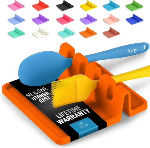 Miniatura 14 de Zulay - Soporte extragrande de silicona con bandeja antigoteo para múltiples utensilios de cocina, reposacucharas resistente al calor y sin BPA