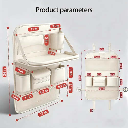 Miniatura 4 de Organizador universal plegable para asiento trasero de automóvil con bandeja de mesa, protector de respaldo de asiento de automóvil con soporte