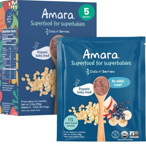 Miniatura 13 de Amara Alimento orgánico para bebés, etapa 3, grano antiguo, cereales para bebés para mezclar con leche materna, agua o fórmula para bebés, bolsas
