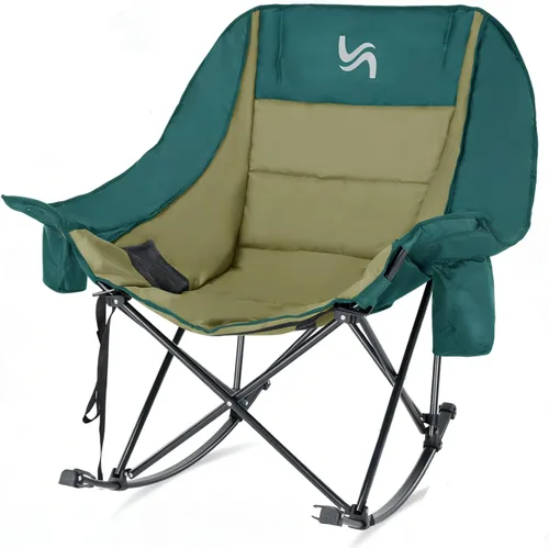 Miniatura 12 de LILYPELLE Oversized Rocking Camping Chair for Adults, Heavy Duty Folding Outdoor Chair 400 LBS Capacity, Padded Portable Rocker Chair with Cooler