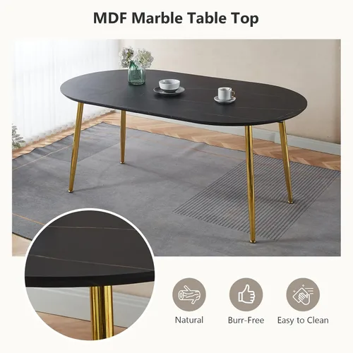 Miniatura 6 de Mesa de comedor redonda extensible de 70 pulgadas para 4 y 6 pulgadas, moderna mesa de comedor ovalada, mesa de comedor grande expandible