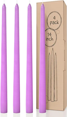 Miniatura 10 de CANDWAX Paquete de 4 velas cónicas blancas, sin goteo, de combustión lenta, sin perfume, de 12 pulgadas, ideales para mesa de comedor, candelabros