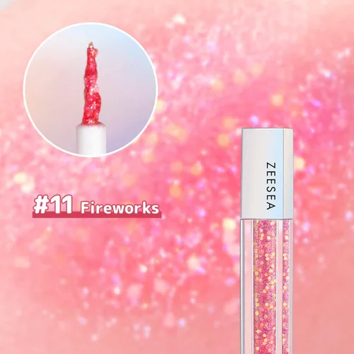 Miniatura 2 de zeesea Sombra de ojos líquida de color galaxia con purpurina, maquillaje de ojos deslumbrante, alta pigmentación y larga duración