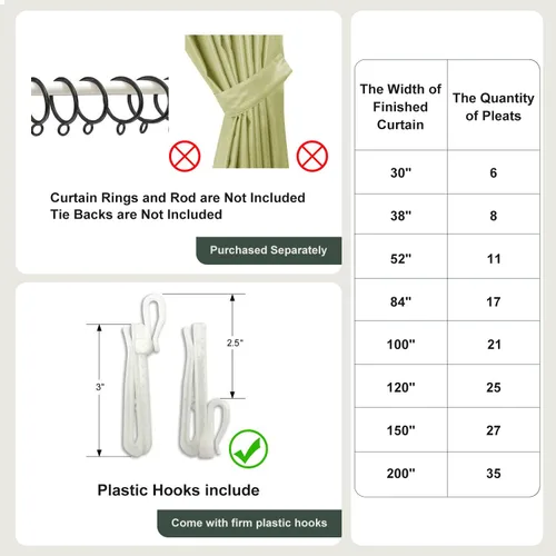 Miniatura 5 de Cortinas beige para sistema de pista, cortinas de lino sintético plisadas, 85% opacas, con aislamiento térmico personalizado, cortinas de protección