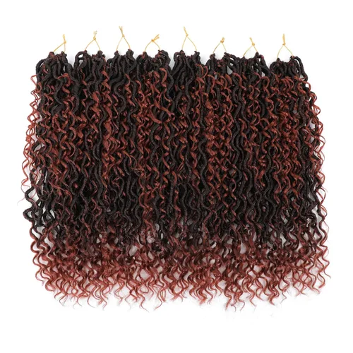 Miniatura 14 de 6 paquetes de cabello sintético rizado de Locs Crochet de 22 pulgadas, cabello de ganchillo estilo diosa, trenzas hippie sintéticas, extensiones