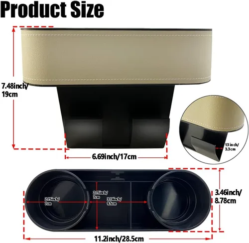 Miniatura 6 de Organizador Expansor de Portavasos para Auto, Organizador Multifuncional de Portavasos con Cubierta de Piel Sintética, Caja de Almacenamiento