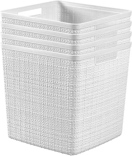 Miniatura 15 de Curver Juego de 6 cestas decorativas de plástico de yute mediano de 12 litros, para organización y almacenamiento, contenedores perfectos para Negro