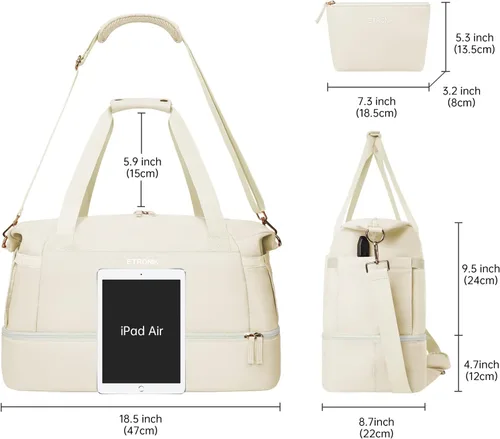 Miniatura 5 de Bolsa de lona de gimnasio para mujer, Blancuzco, Bolsa de viaje para gimnasio