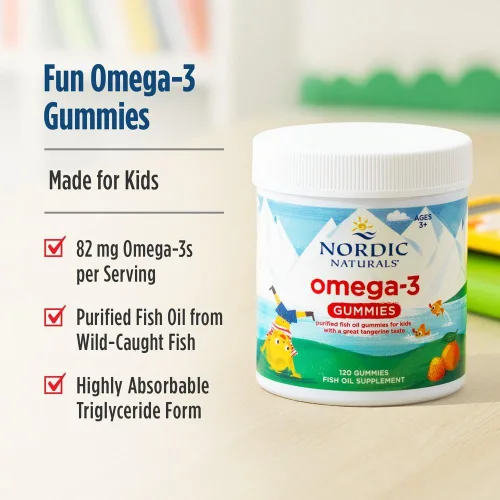 Miniatura 3 de Nordic Naturals Gomitas Nordic Omega-3, Mandarina - 120 gomitas - 82 mg Omega-3 totales con EPA y DHA - Sin OMG - 60 porciones