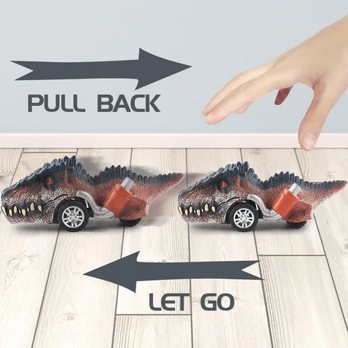 Miniatura 2 de DINOBROS Juguetes de dinosaurio para niños de 3 a 5 años, autos de dinosaurio para niños de 3, 4, 5, 6, 7 años, paquete de 6 juguetes de dinosaurio