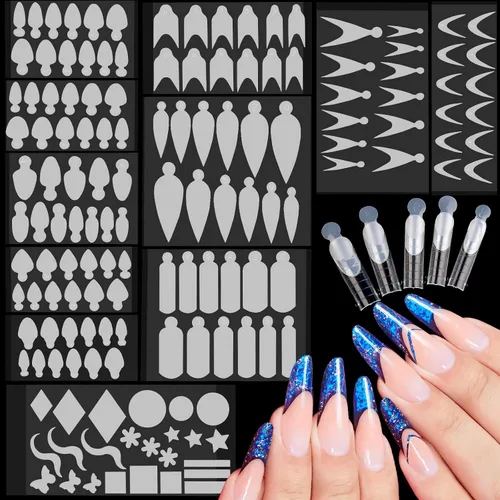 Miniatura 12 de EBANKU - 96 piezas de kit de formas de uñas de doble cara, transparentes y mate, molde de uñas completo, puntas para extensión de uñas acrílicas
