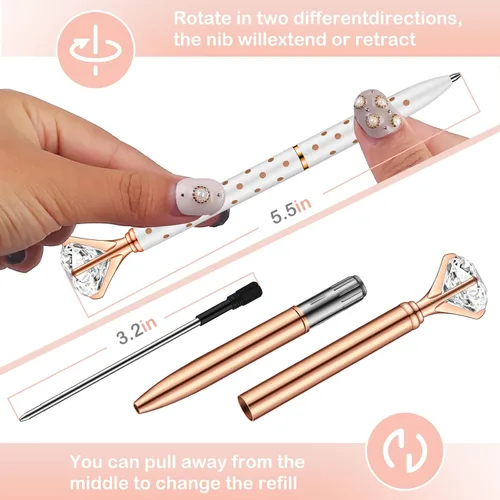 Miniatura 3 de PASISIBICK 20 bolígrafos de diamante de bonitos y hermosos bolígrafos de diamantes de cristal para mujeres, regalos de decoración de boda, despedida