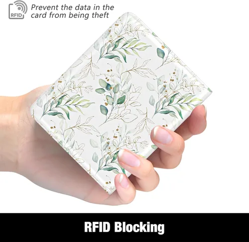 Miniatura 5 de Rouidr Billetera para mujer, cartera pequeña y delgada con RFID para mujer, bonito bolsillo de cuero plegable para tarjetas de crédito, mini Hoja