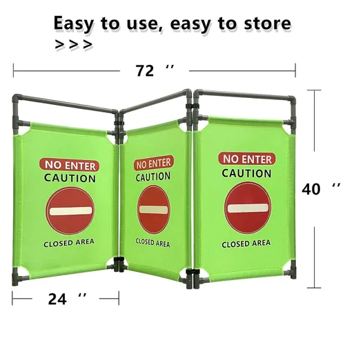 Miniatura 7 de No Entrar - Señales Verdes de Precaución - Señal de 3 Paneles Barreras de Seguridad 97.52 cm Plegable Barrera de Seguridad de PVC de Alta
