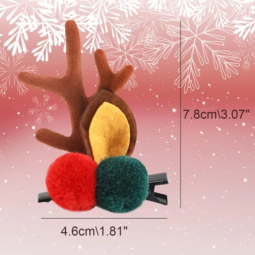 Miniatura 2 de Boobeen Pinza para pelo de Navidad - 2 pares de lindas orejas de reno, accesorio para el cabello, diadema con cuernos, horquilla para Navidad
