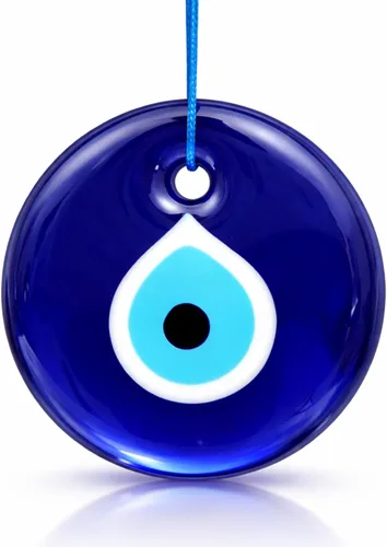 Miniatura 8 de Adorno colgante de pared de cristal azul de ojo turco de 3 pulgadas, decoración contra el mal de ojo, amuleto turco hecho a mano, amuleto