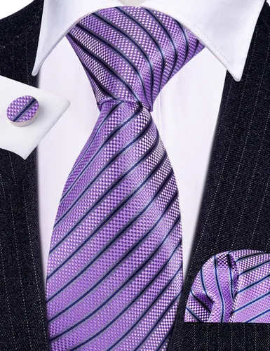 Miniatura 326 de Barry.Wang Juego de corbatas para hombre, corbata de seda a rayas, tejido a cuadros, gemelos formales, negocios, boda