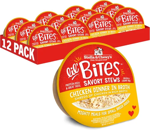 Miniatura 18 de Stella & Chewy's Lil Bites - Guisos salados para razas pequeñas, cena de pollo y pavo en caldo, tazas de 2.7 onzas (paquete de 12)