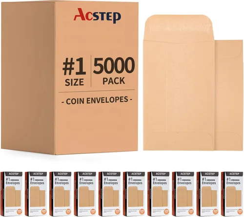 Miniatura 12 de ACSTEP Paquete de 500 sobres de monedas de colores #1 de 2.25 x 3.5 sobres, 10 sobres de semillas de papel autoadhesivos de colores surtidos
