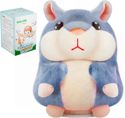 Miniatura 7 de SANJOIN Juguetes para niños pequeños, hámster parlante repite lo que dices para niños y niñas, animales de peluche, juguete sensorial interactivo