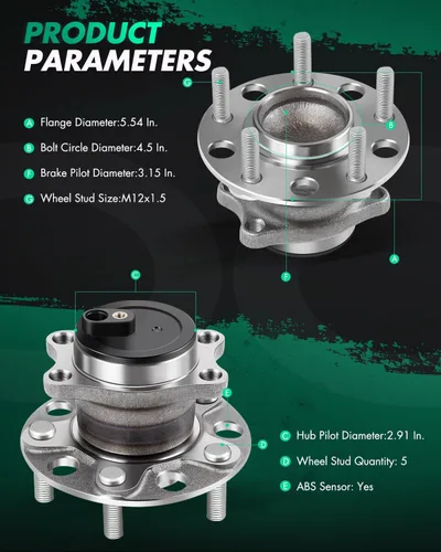 Miniatura 3 de SCITOO Kit de montaje de buje de rueda trasera 512332 5 pernos con sensor ABS apto para Dodge Avenger para Jeep Patriot Sebring para Dodge Caliber