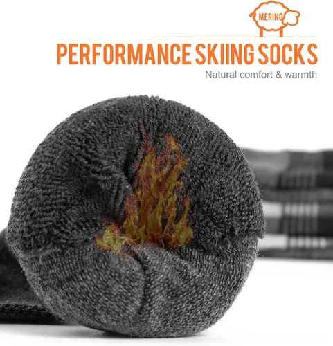 Miniatura 3 de KEECOW Calcetines de esquí de lana merino para hombres y mujeres, 2 pares, calcetines térmicos cálidos para invierno, snowboard, caza al aire libre