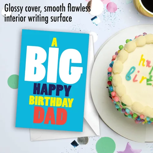 Miniatura 3 de NobleWorks Tarjeta de felicitación de cumpleaños para padre con sobre de 5 x 7 pulgadas (1 tarjeta) Big Happy Birthday Dad C5973BFG